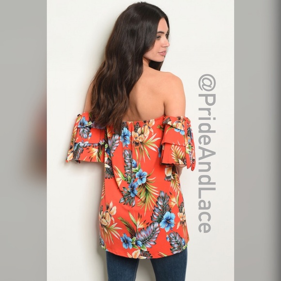 LAST 2️⃣ ❤️Red Floral Off The Shoulder Top❤️ - Picture 2 of 2